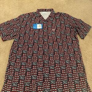 NEW Columbia PFG size M red White and Blue fish shirt